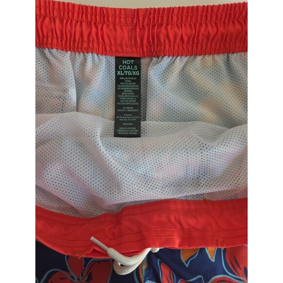 Hot Coals Men’s 8" Swim Trunks XL Elastic Waist Orange Floral Print Boardshorts - Picture 3 of 8